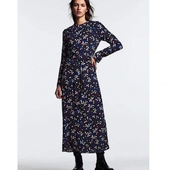 Zara Polka Dot and Floral Dress Size M